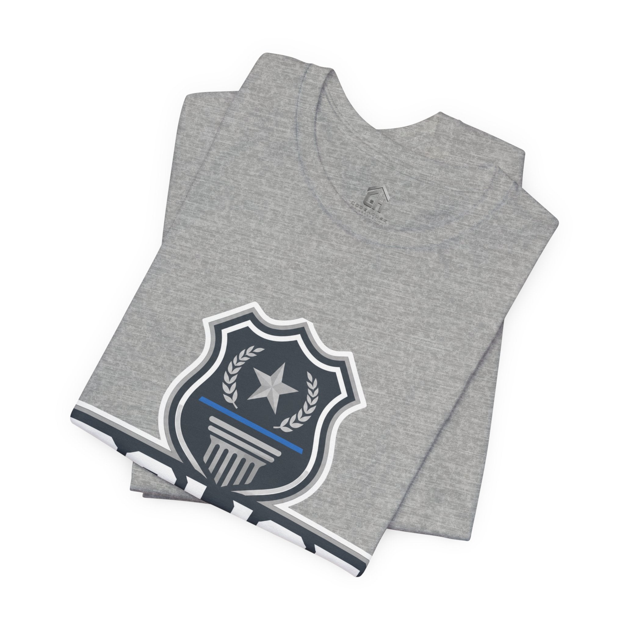 Police Shield T-Shirt — "Steady Under Pressure" Thin Blue Line Tribute