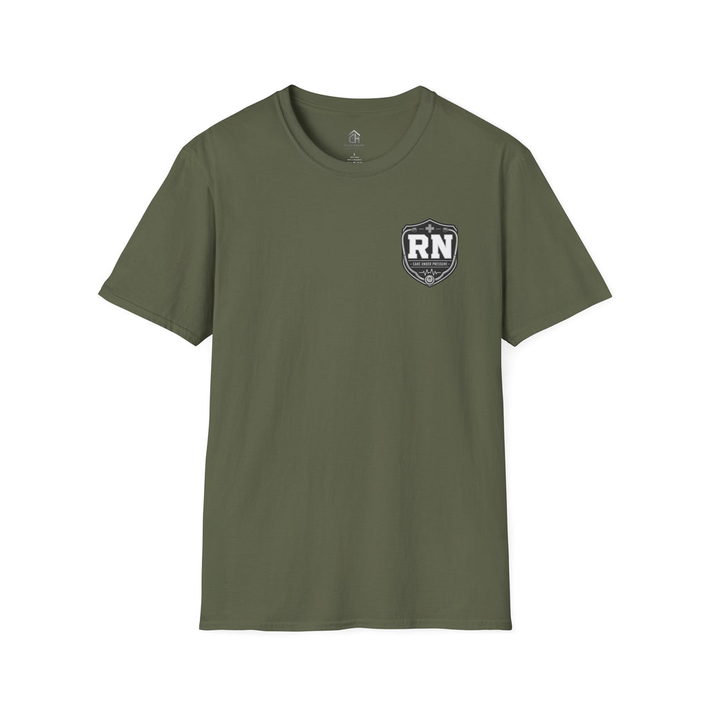 RN Badge T‑Shirt — Registered Nurse American flag