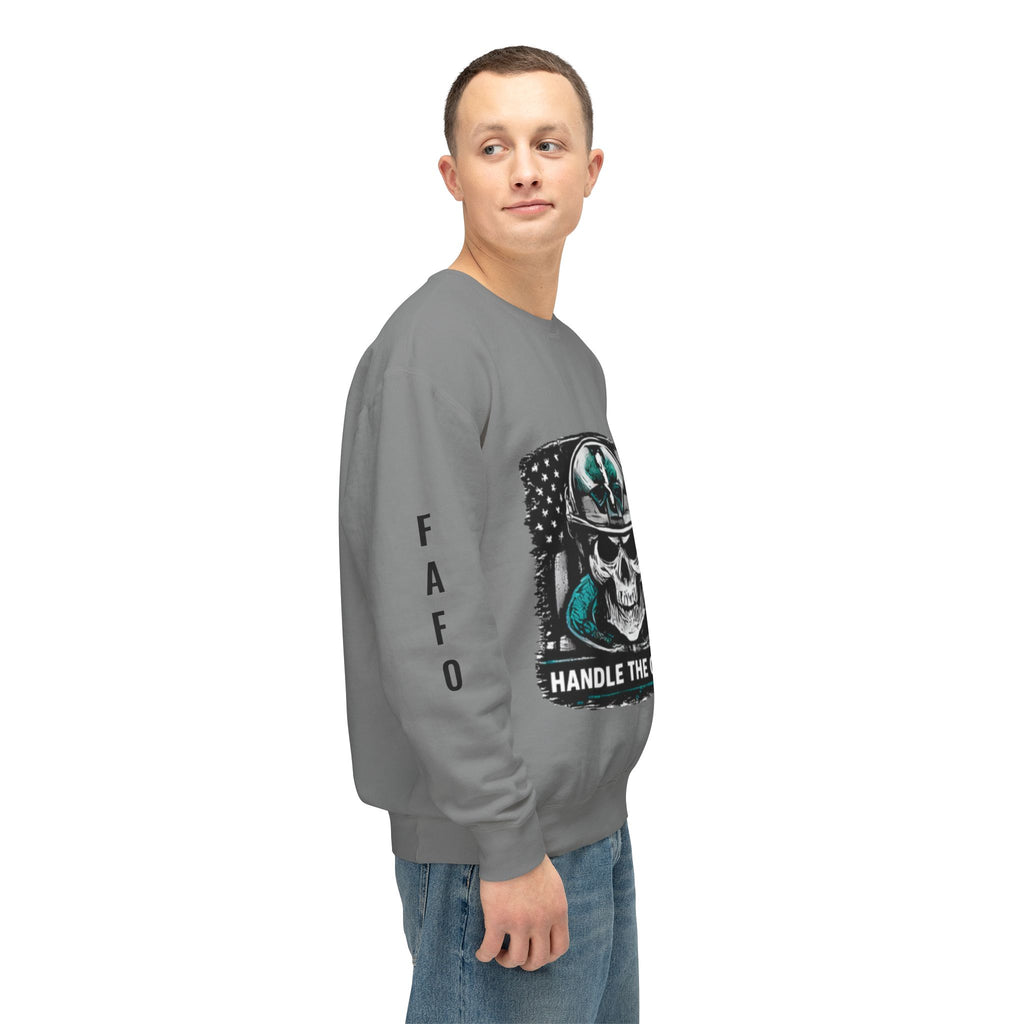 Handle The Chaos Sweatshirt — Military Skull Flag Crewneck