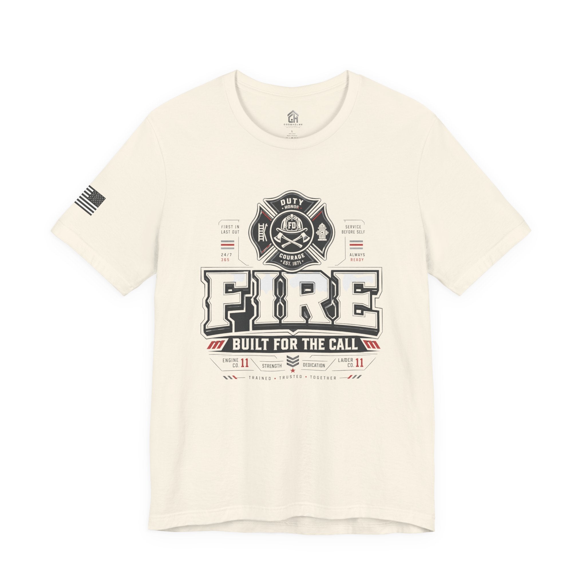 Firefighter Tee - "Fire Built for the Call" Graphic Short Sleeve Shirt