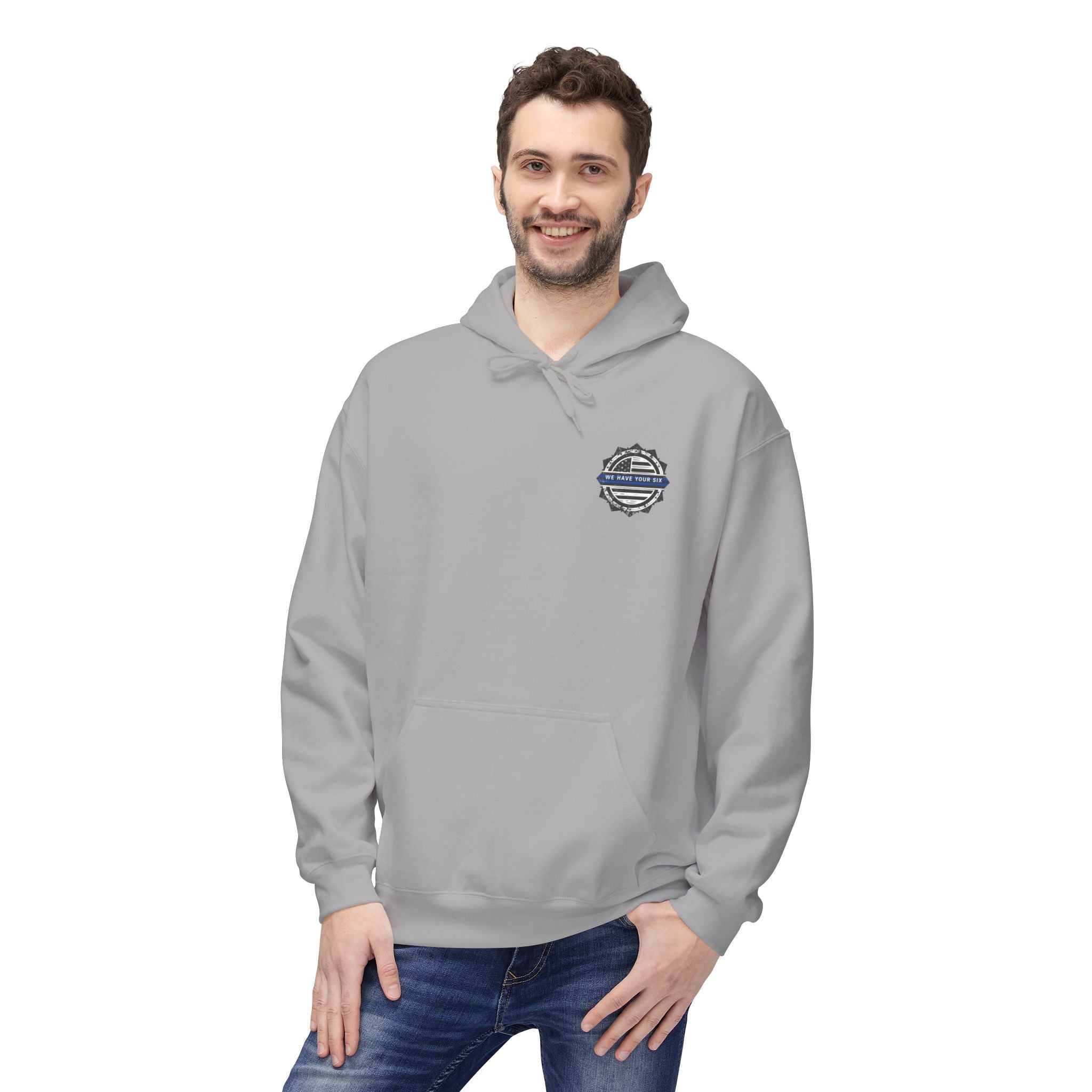 Thin Blue Line Skull Hoodie – Police Support American Flag Back Print