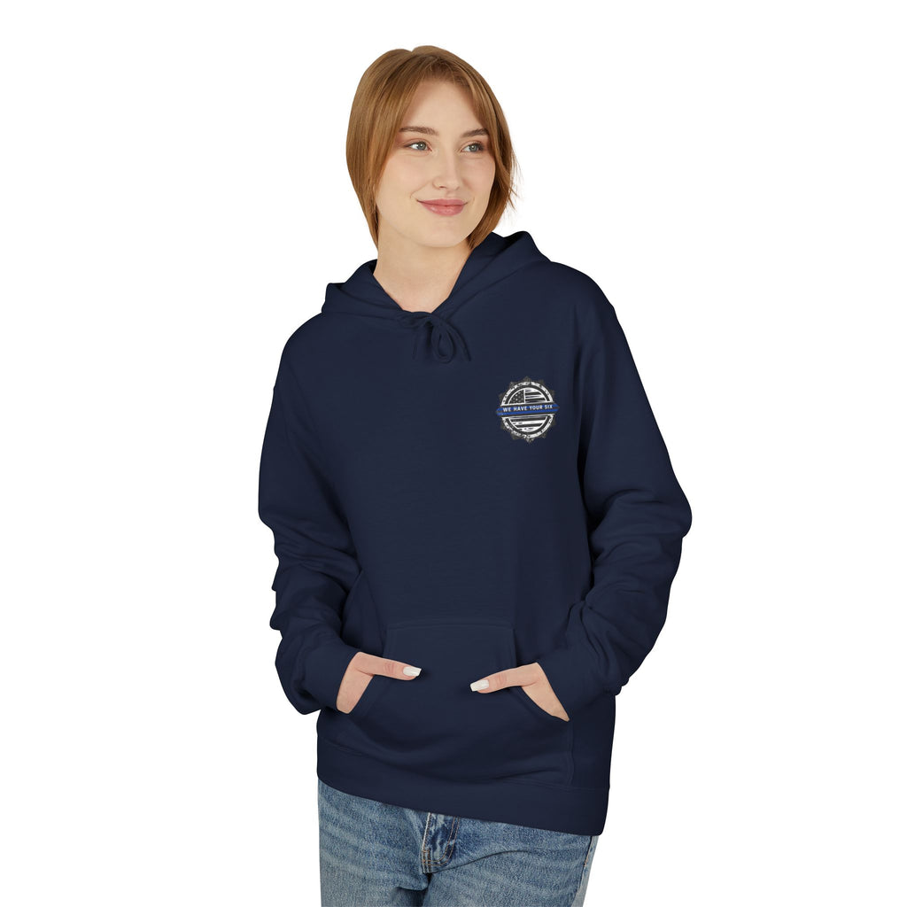 Thin Blue Line Skull Hoodie – Police Support American Flag Back Print