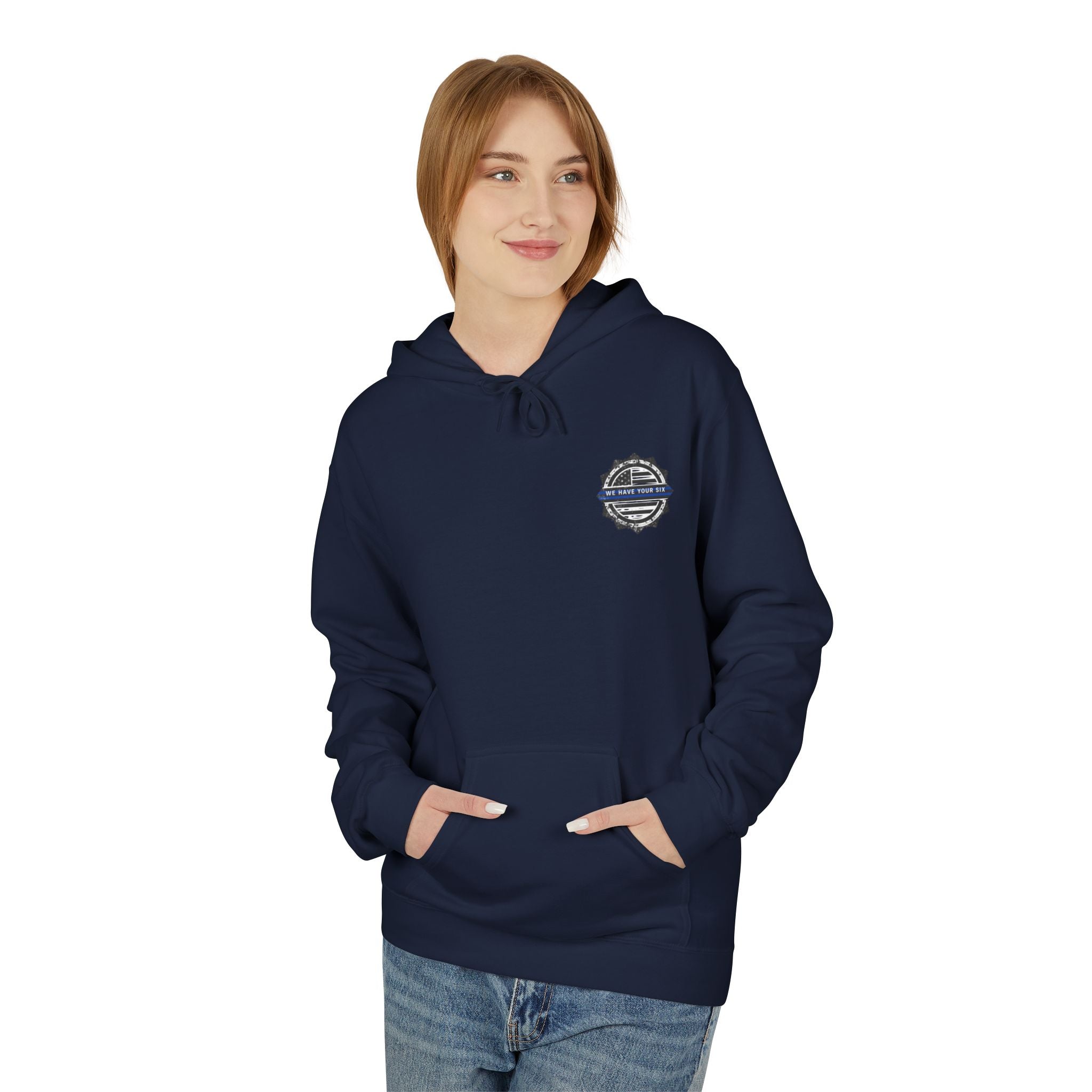 Thin Blue Line Skull Hoodie – Police Support American Flag Back Print