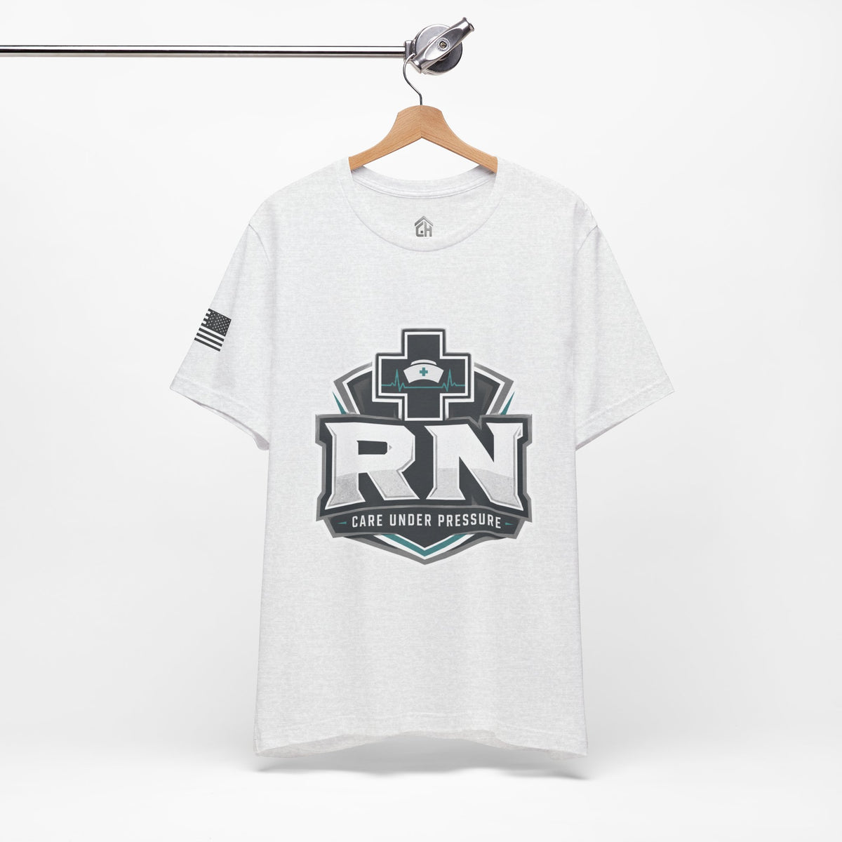 RN Nurse Logo T‑Shirt — Care Under Pressure Crew Tee