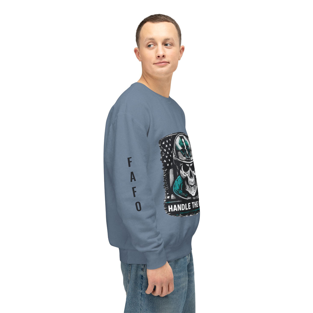 Handle The Chaos Sweatshirt — Military Skull Flag Crewneck