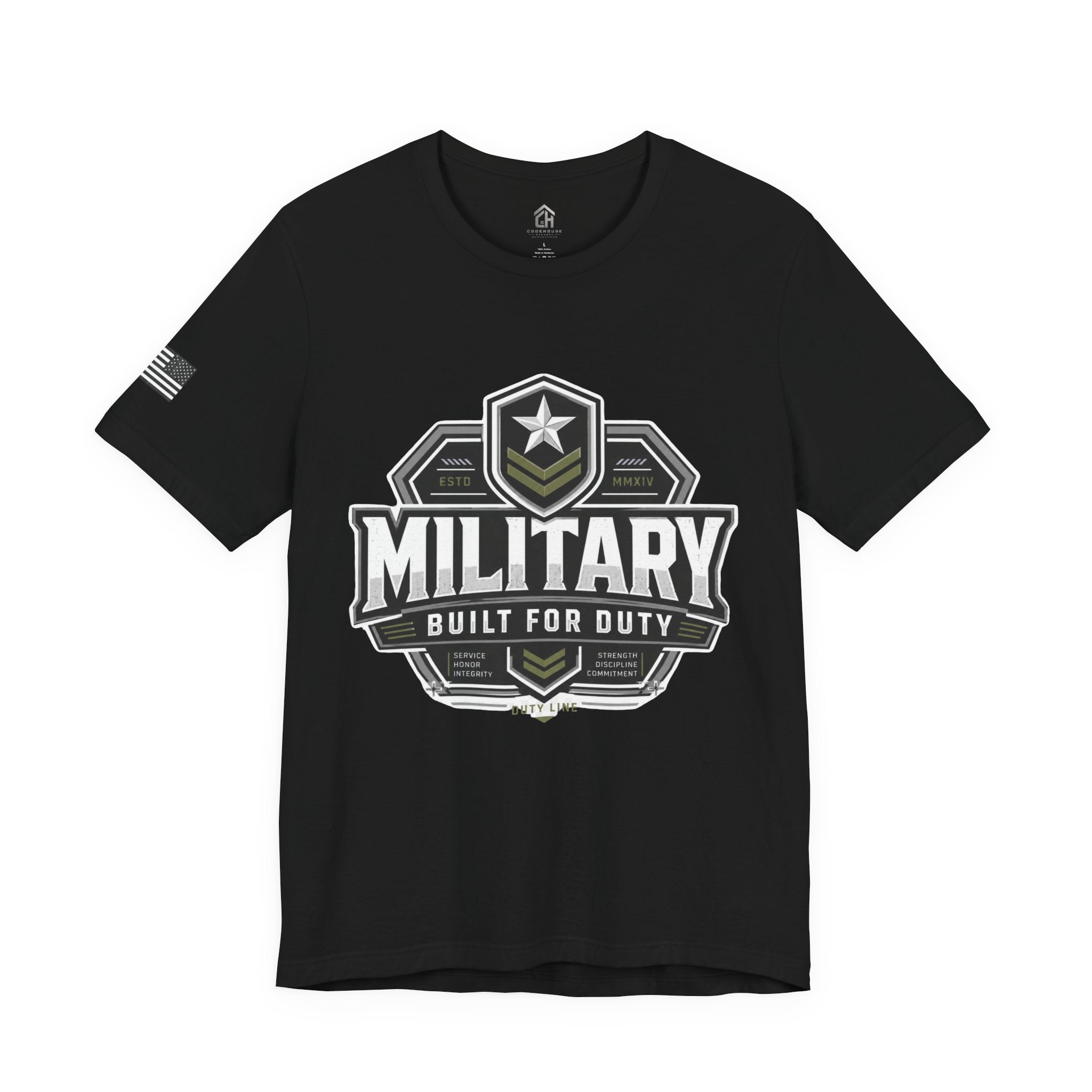 Military 'Built for Duty' T-Shirt — Patriotic Veteran & Active Duty Tee