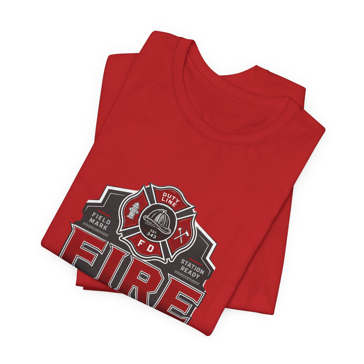 Firefighter T-Shirt — "Built for the Call" Fire Dept Badge Tee