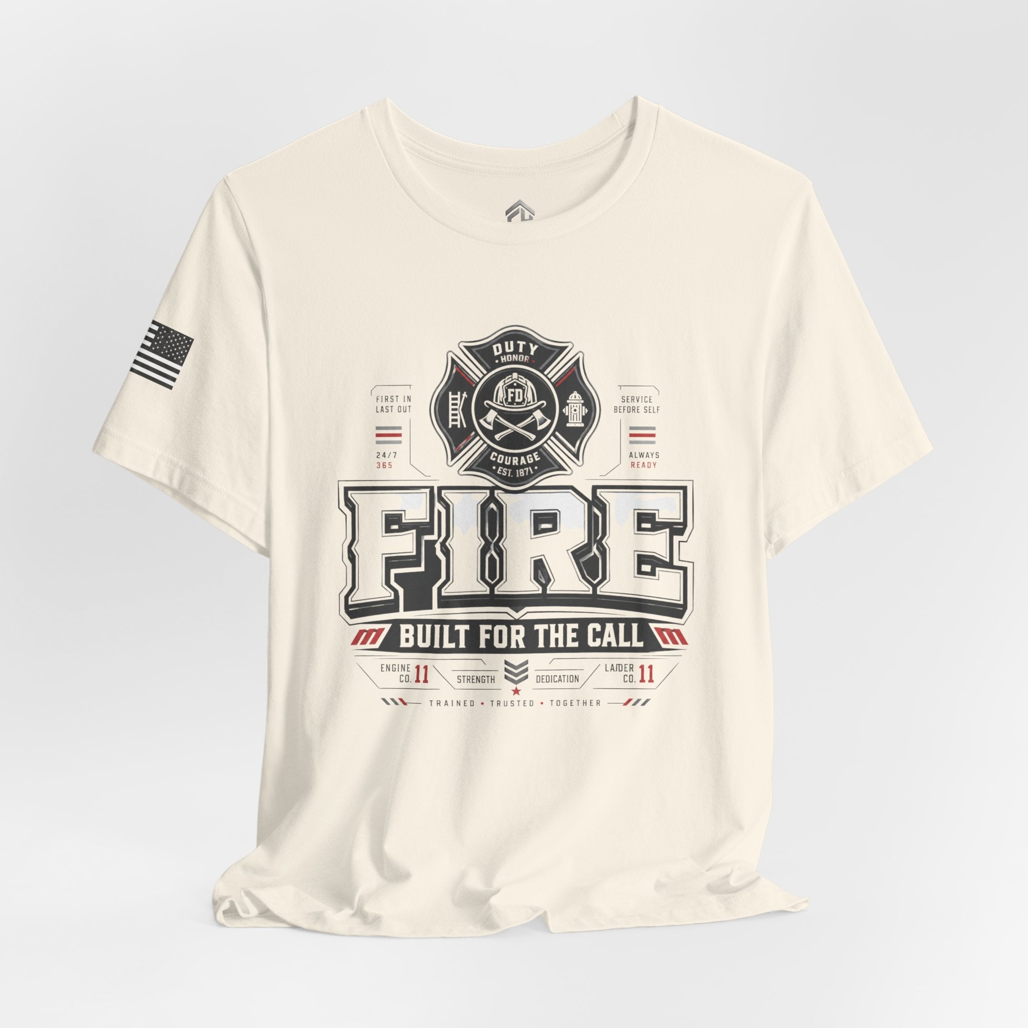Firefighter Tee - "Fire Built for the Call" Graphic Short Sleeve Shirt