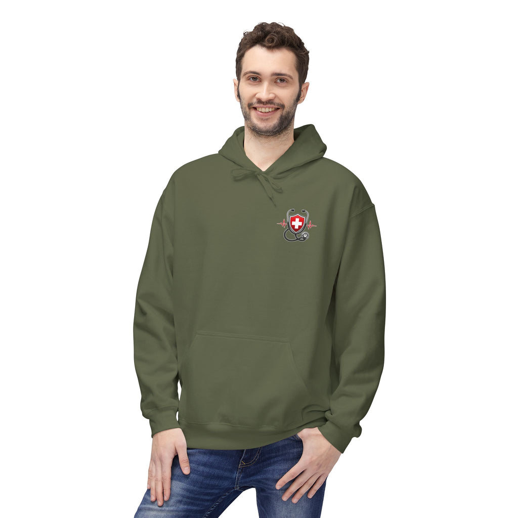 ER Nurse Hoodie - "Present in Chaos, Fueled by Caffeine & Compassion" Medical Staff Pullover