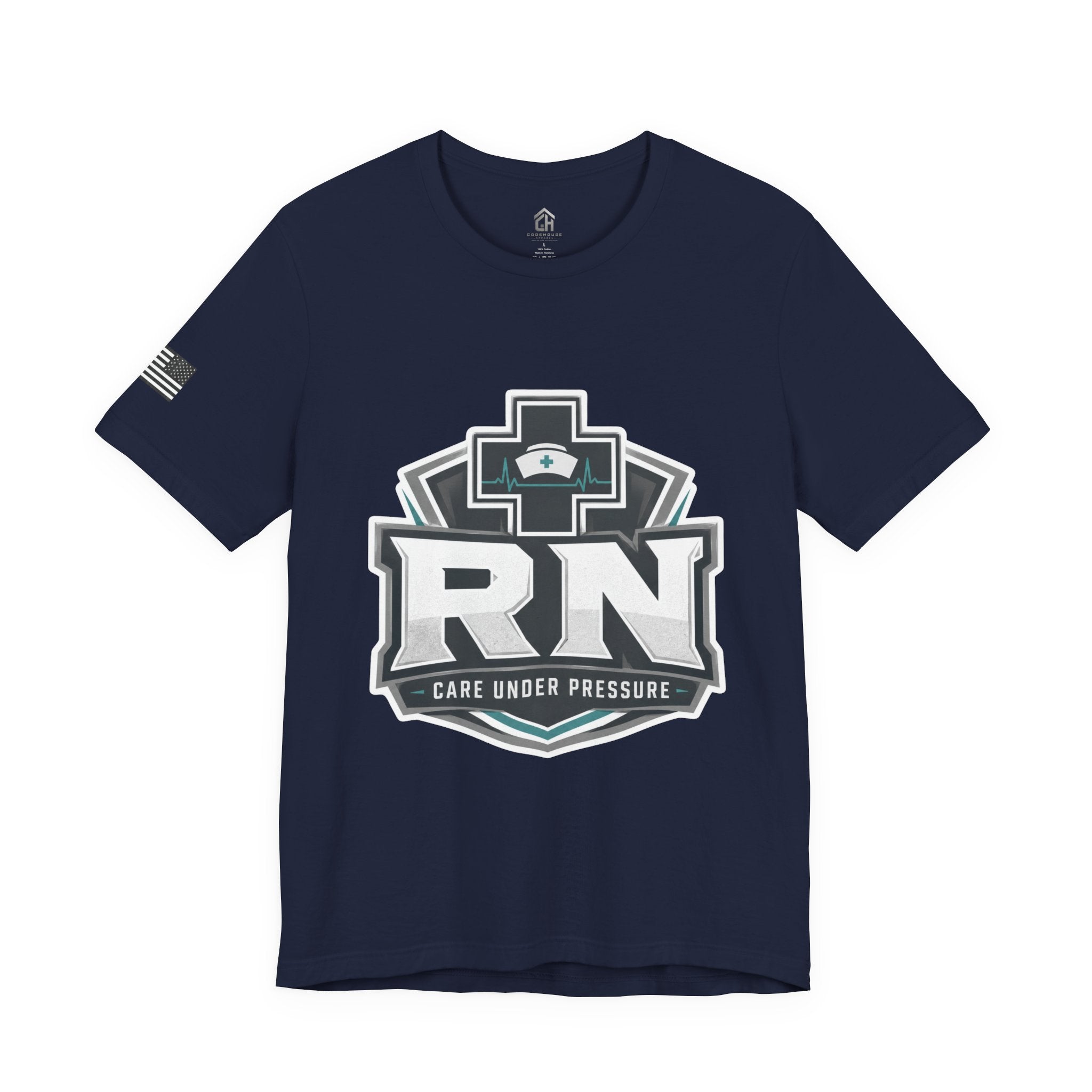 RN Nurse Logo T‑Shirt — Care Under Pressure Crew Tee