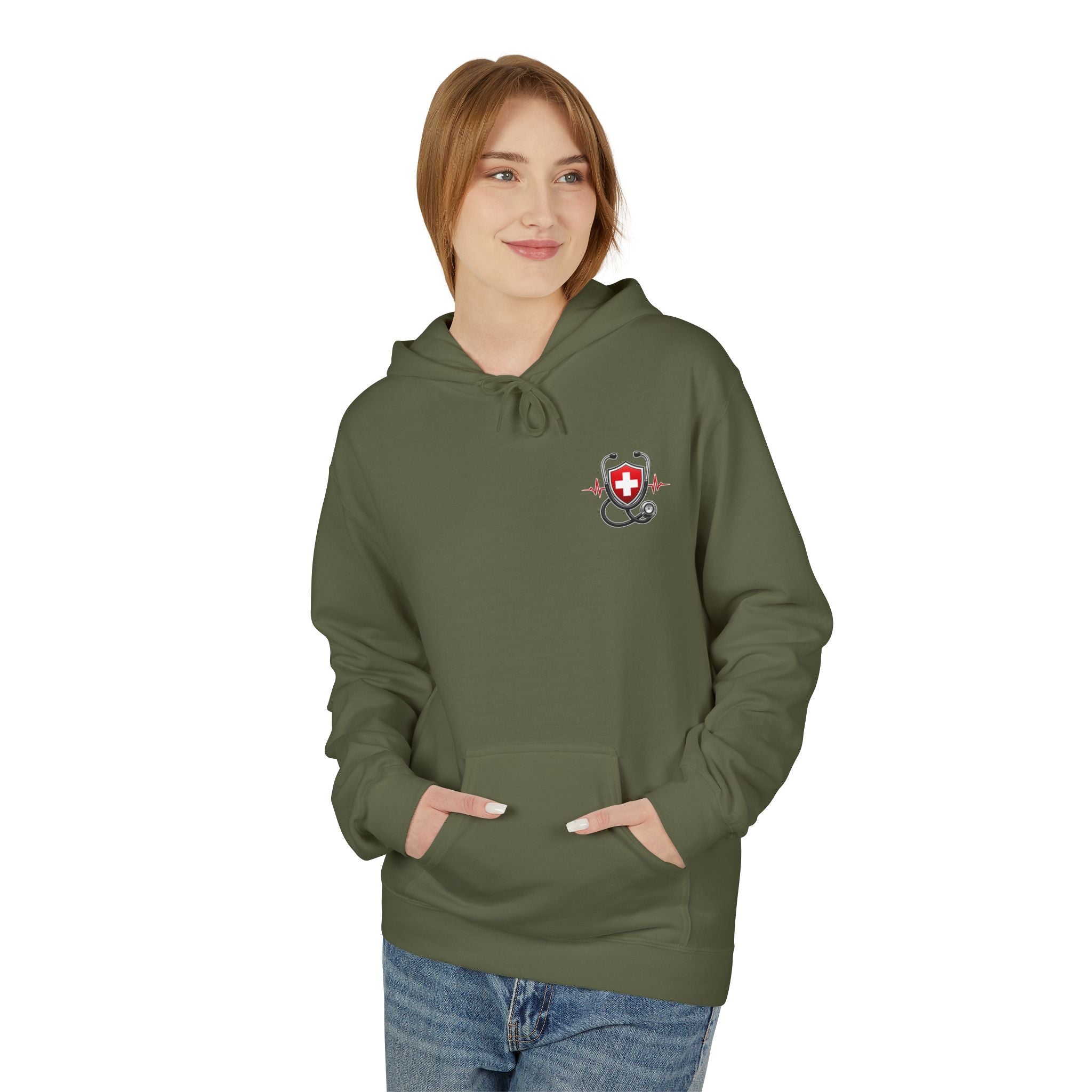 ER Nurse Hoodie - "Present in Chaos, Fueled by Caffeine & Compassion" Medical Staff Pullover