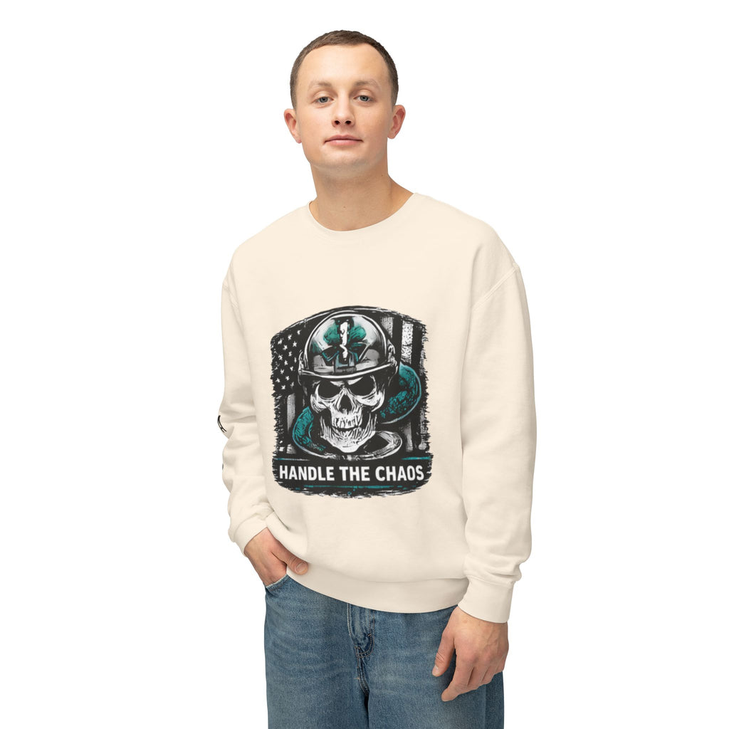 Handle The Chaos Sweatshirt — Military Skull Flag Crewneck