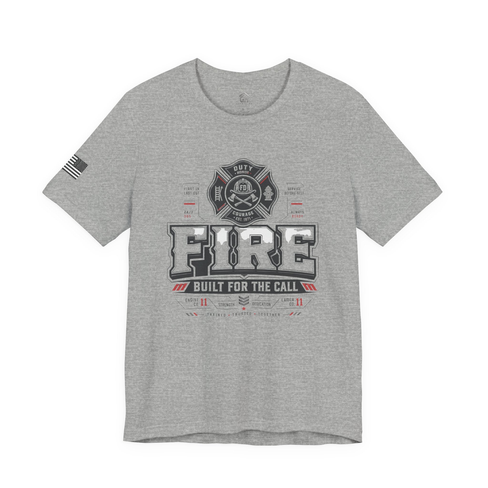 Firefighter Tee - "Fire Built for the Call" Graphic Short Sleeve Shirt