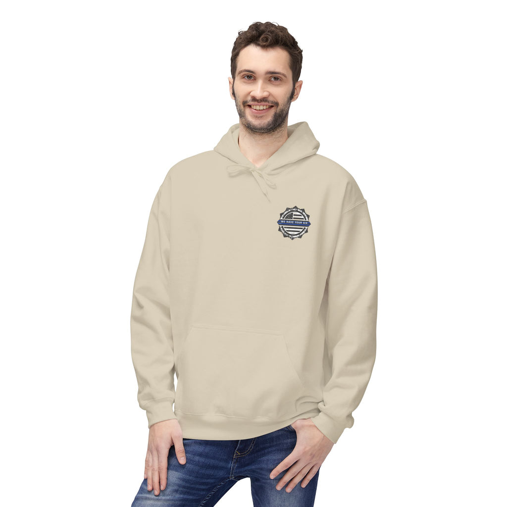 Thin Blue Line Skull Hoodie – Police Support American Flag Back Print