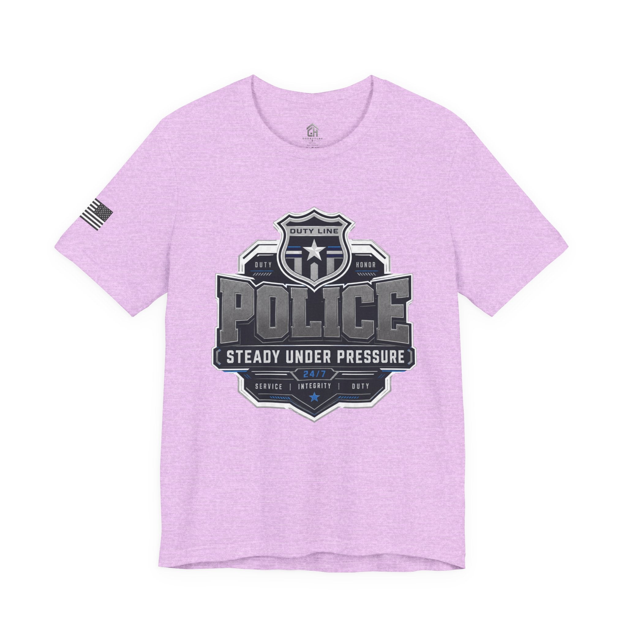 Police Badge T-Shirt — “Steady Under Pressure” Law Enforcement Tee
