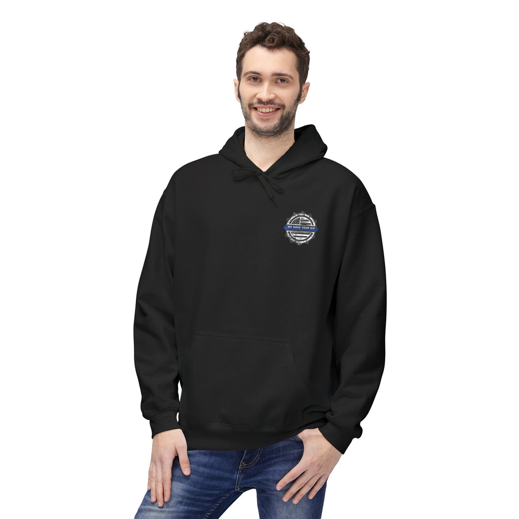 Thin Blue Line Skull Hoodie – Police Support American Flag Back Print