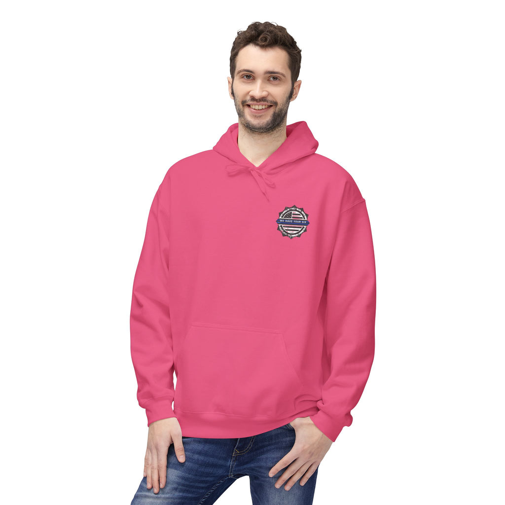 Thin Blue Line Skull Hoodie – Police Support American Flag Back Print