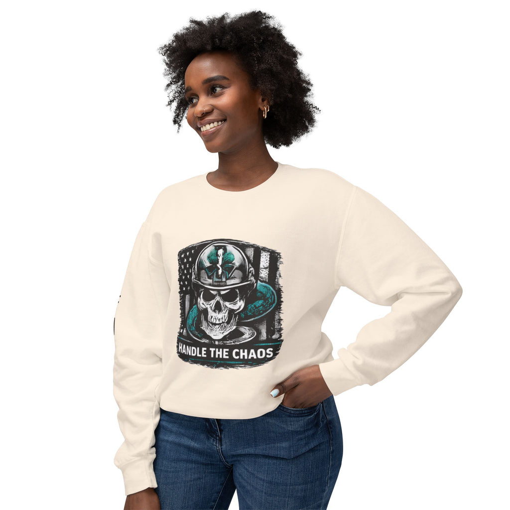 Handle The Chaos Sweatshirt — Military Skull Flag Crewneck