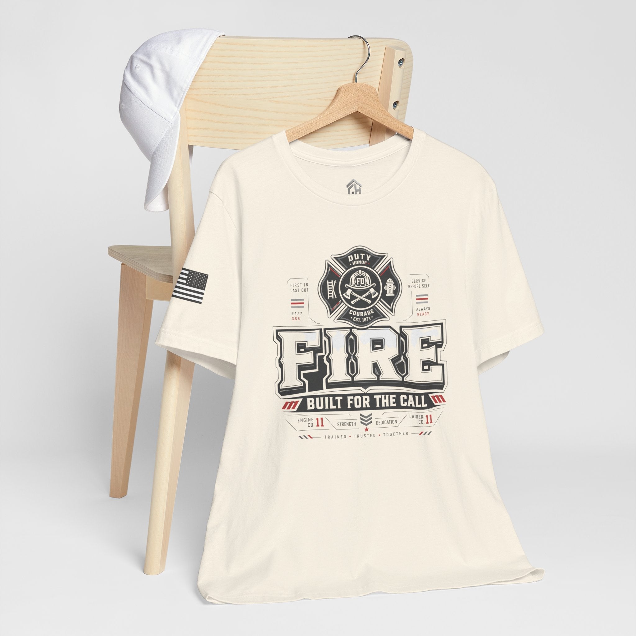 Firefighter Tee - "Fire Built for the Call" Graphic Short Sleeve Shirt