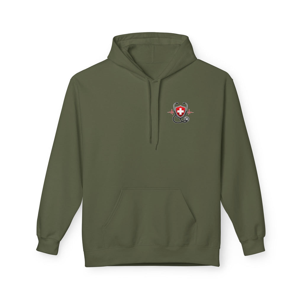 ER Nurse Hoodie - "Present in Chaos, Fueled by Caffeine & Compassion" Medical Staff Pullover