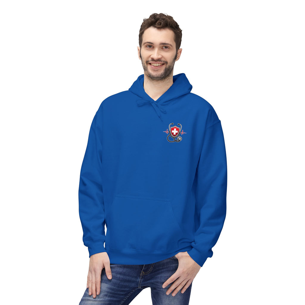 ER Nurse Hoodie - "Present in Chaos, Fueled by Caffeine & Compassion" Medical Staff Pullover