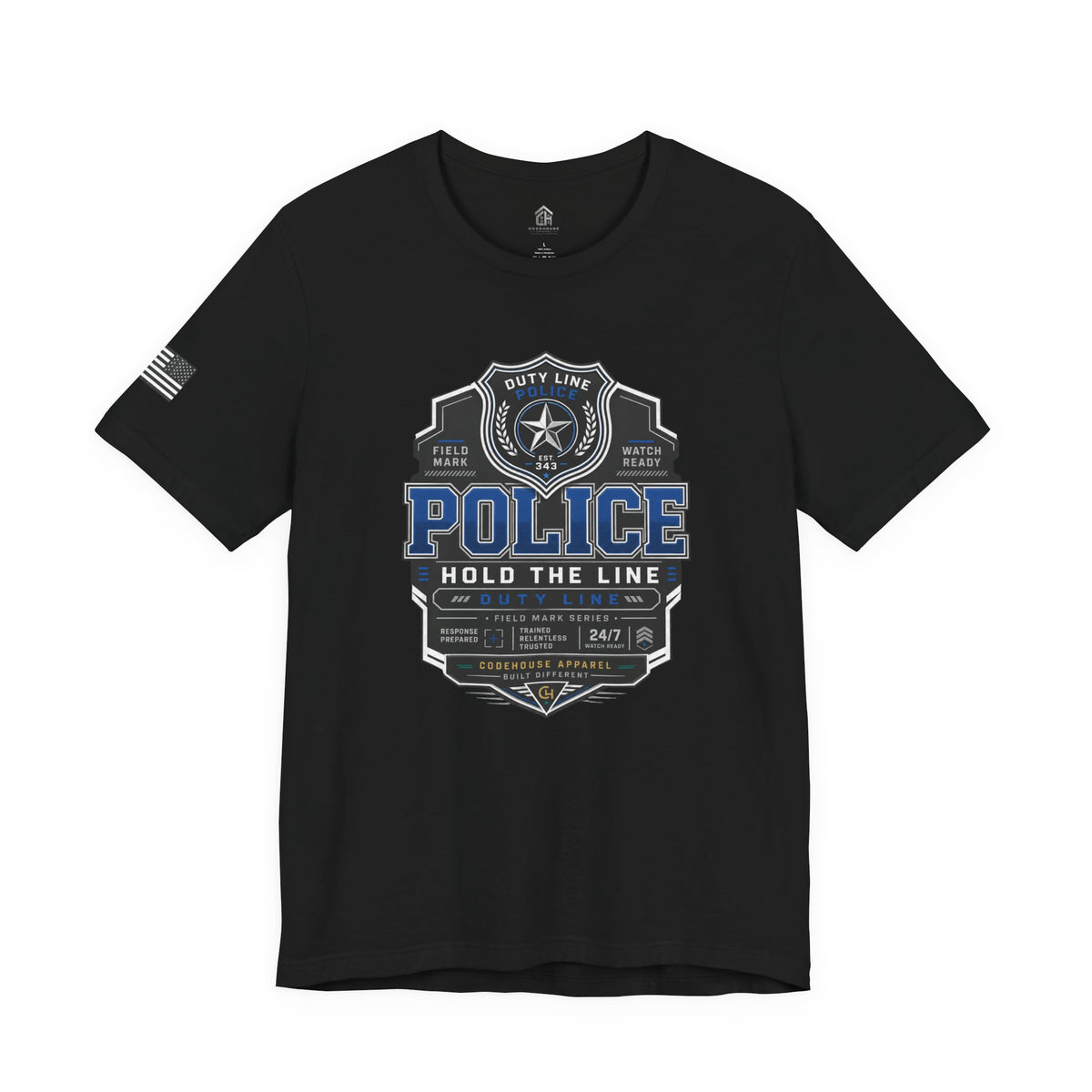Hold the Line Police Badge Tee