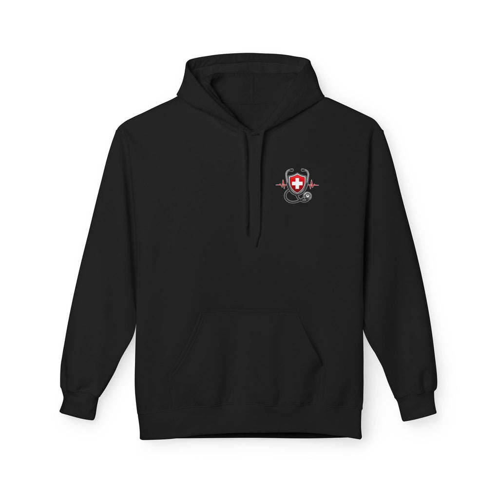 ER Nurse Hoodie - "Present in Chaos, Fueled by Caffeine & Compassion" Medical Staff Pullover