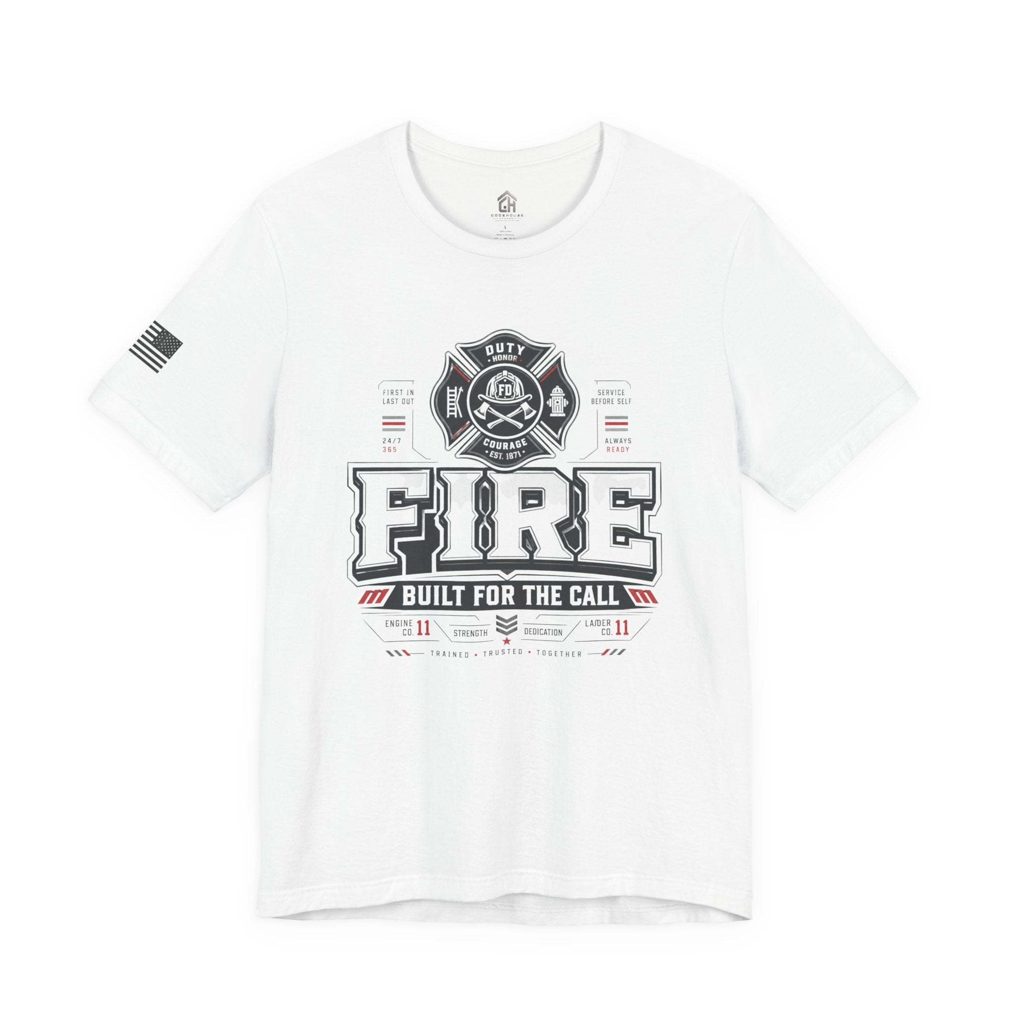 Firefighter Tee - "Fire Built for the Call" Graphic Short Sleeve Shirt