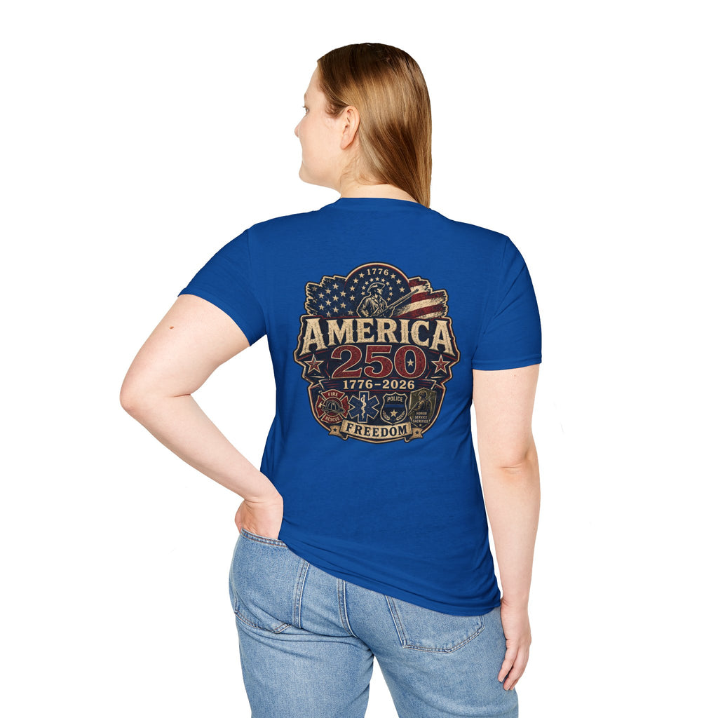 America 250 First Responder Freedom T-Shirt | 1776–2026 Patriotic Tee