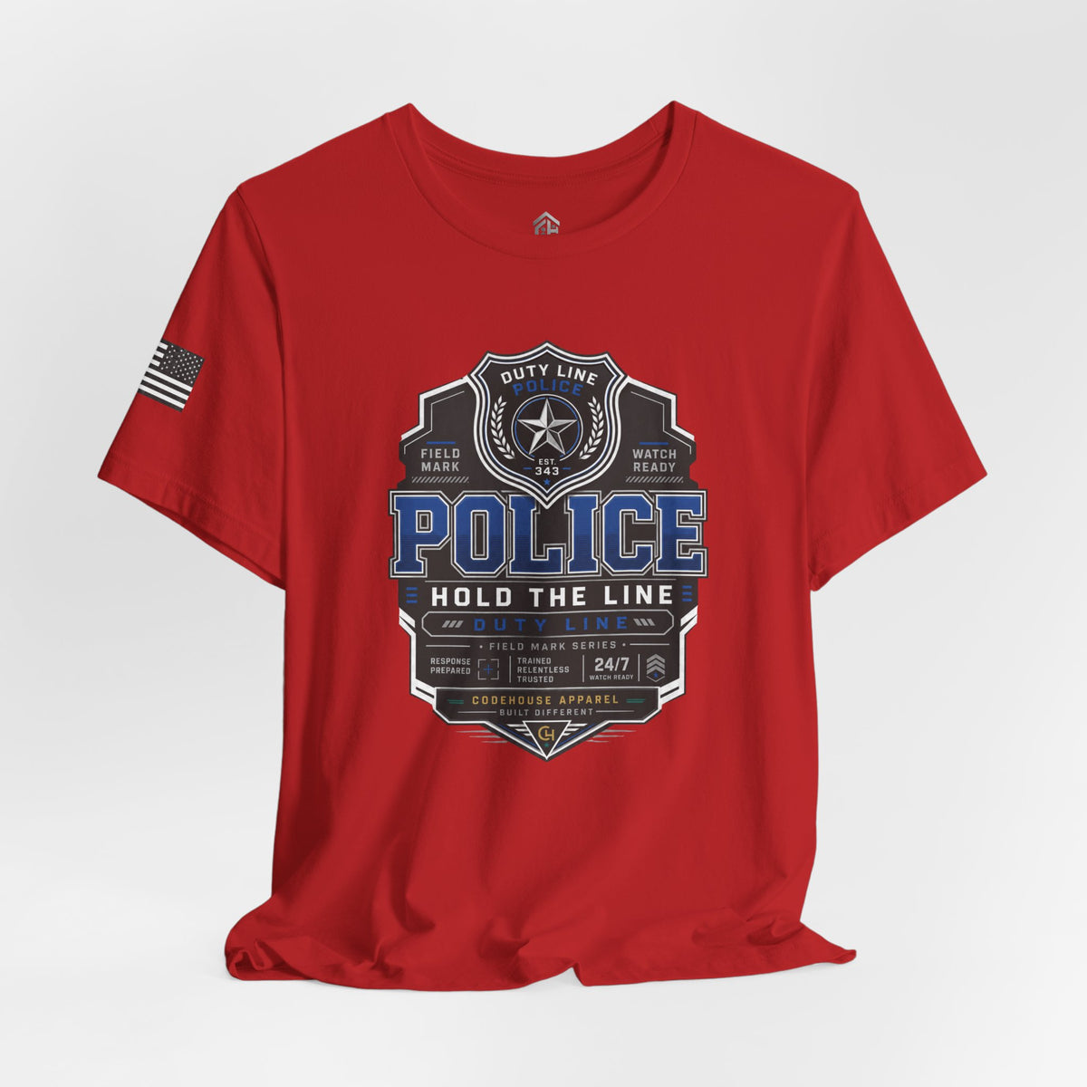 Hold the Line Police Badge Tee