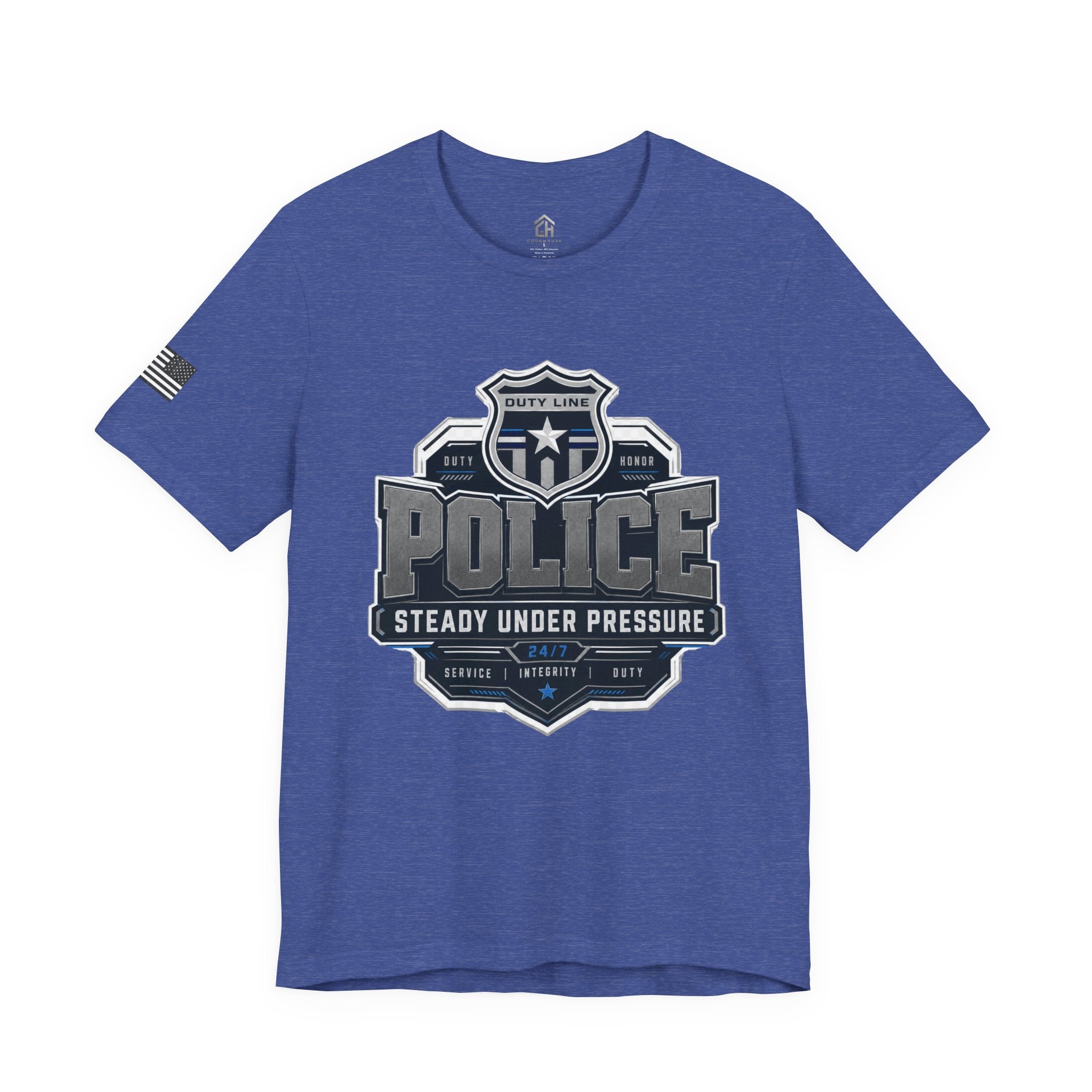 Police Badge T-Shirt — “Steady Under Pressure” Law Enforcement Tee