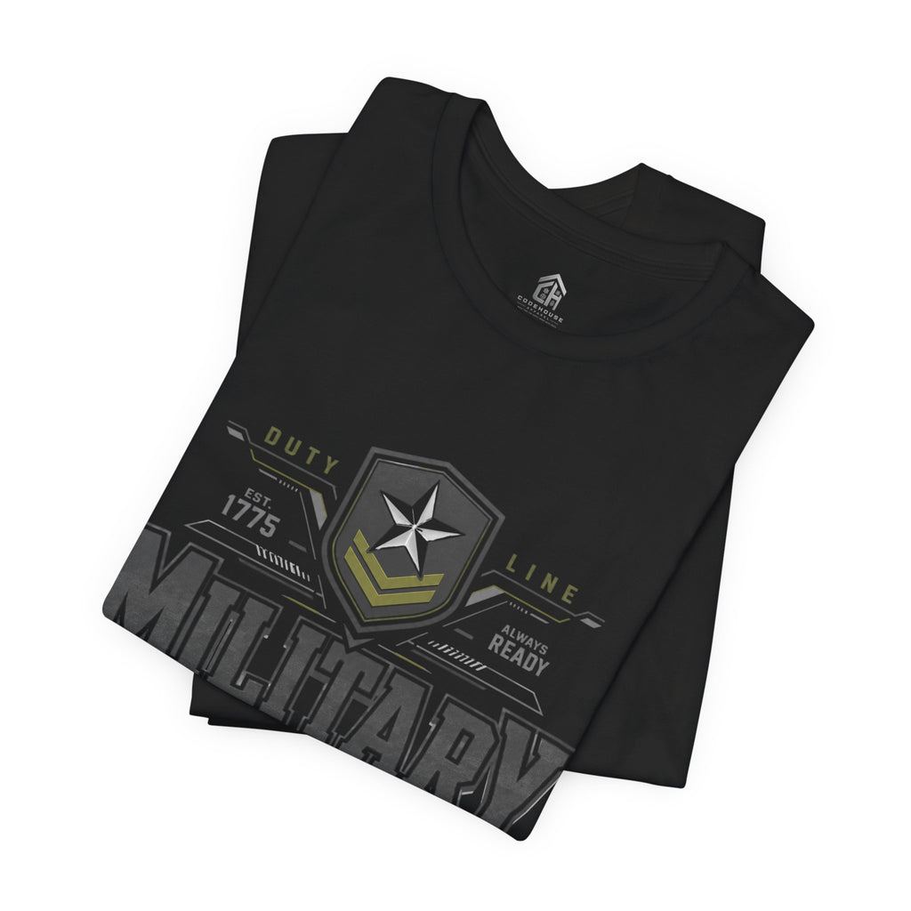 Military Graphic Tee — "No Better Friend, No Worse Enemy" Patriotic Crewneck