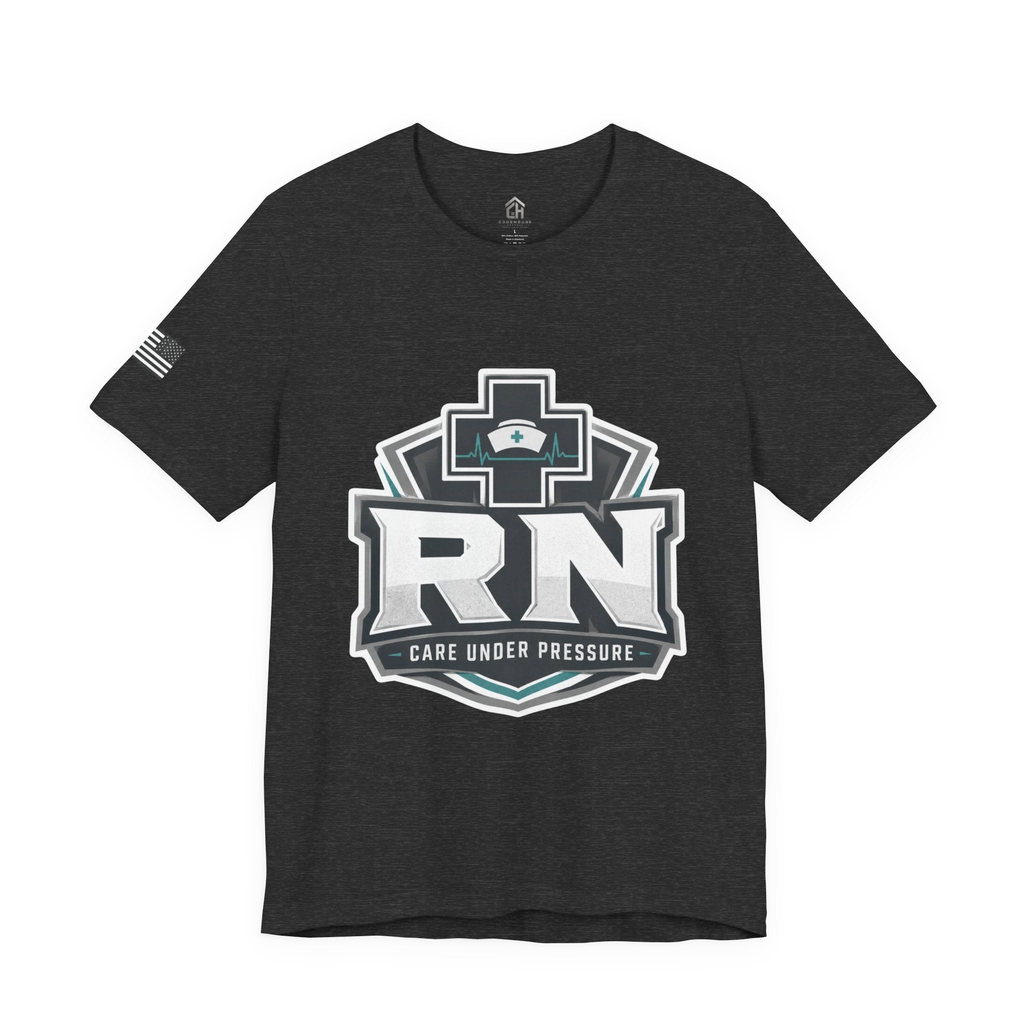 RN Nurse Logo T‑Shirt — Care Under Pressure Crew Tee