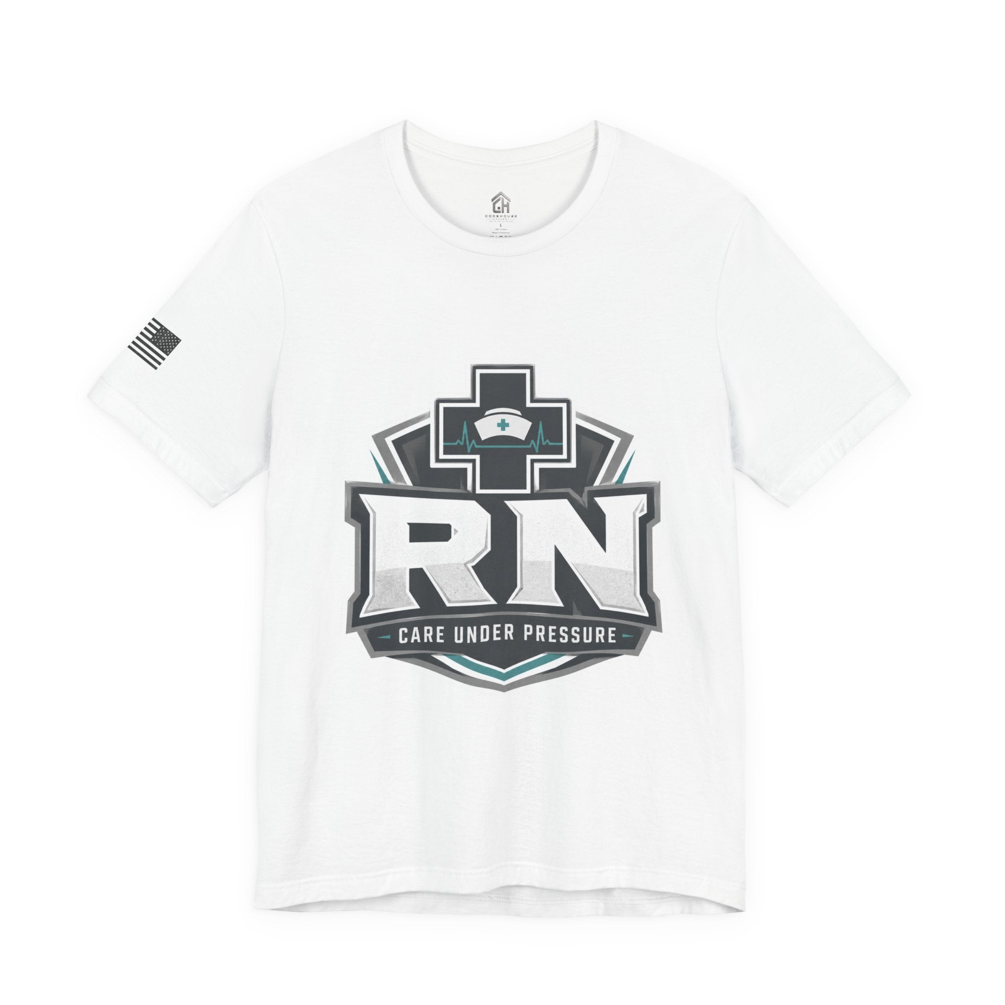 RN Nurse Logo T‑Shirt — Care Under Pressure Crew Tee