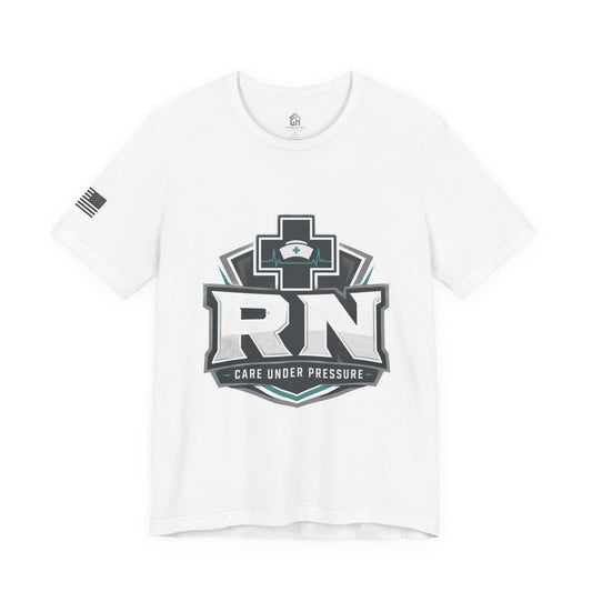 RN Nurse Logo T‑Shirt — Care Under Pressure Crew Tee