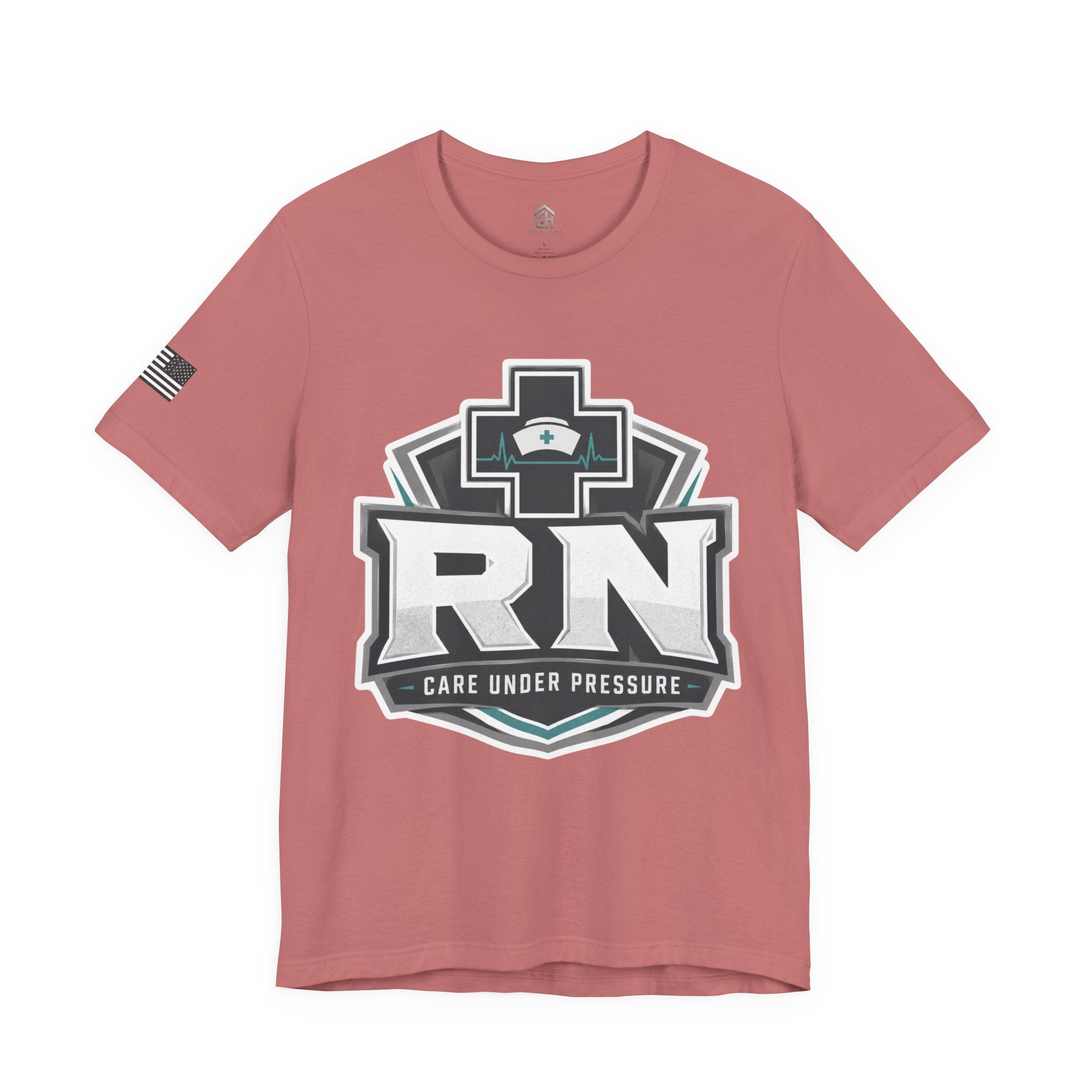 RN Nurse T-Shirt — 'Care Under Pressure' Medical Tee for Registered Nurses