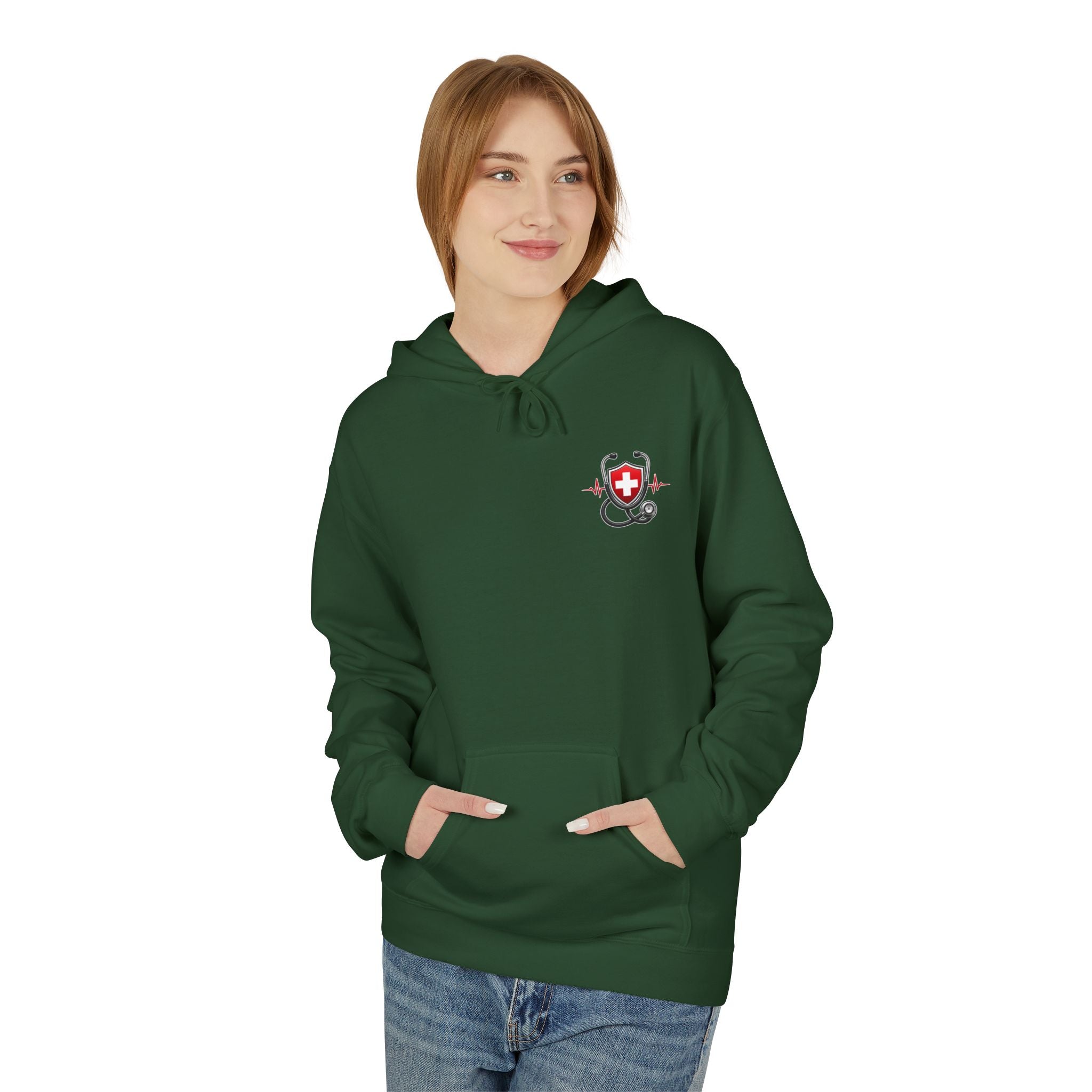 ER Nurse Hoodie - "Present in Chaos, Fueled by Caffeine & Compassion" Medical Staff Pullover