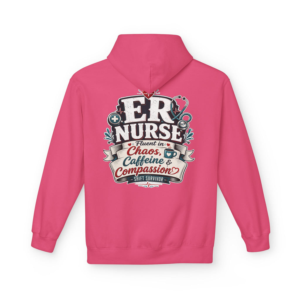 ER Nurse Hoodie - "Present in Chaos, Fueled by Caffeine & Compassion" Medical Staff Pullover