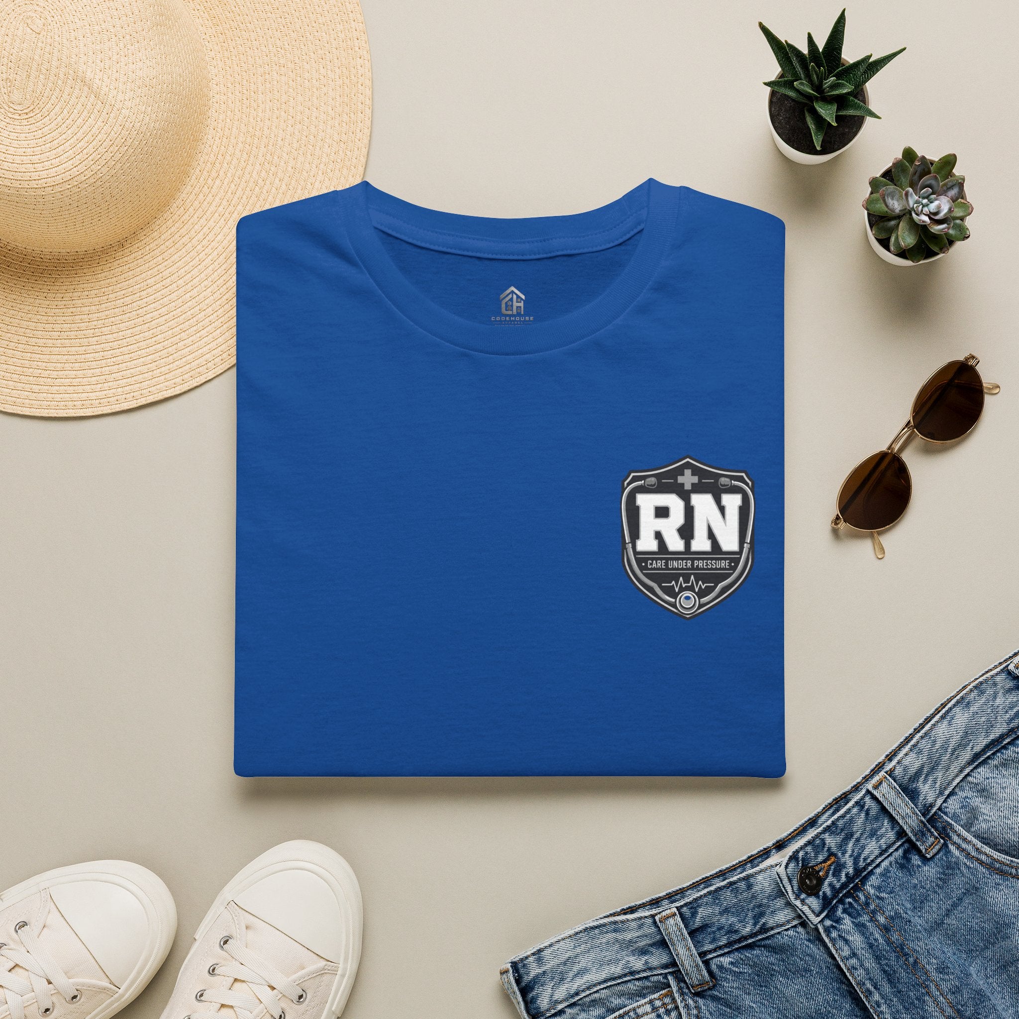 RN Badge T‑Shirt — Registered Nurse American flag