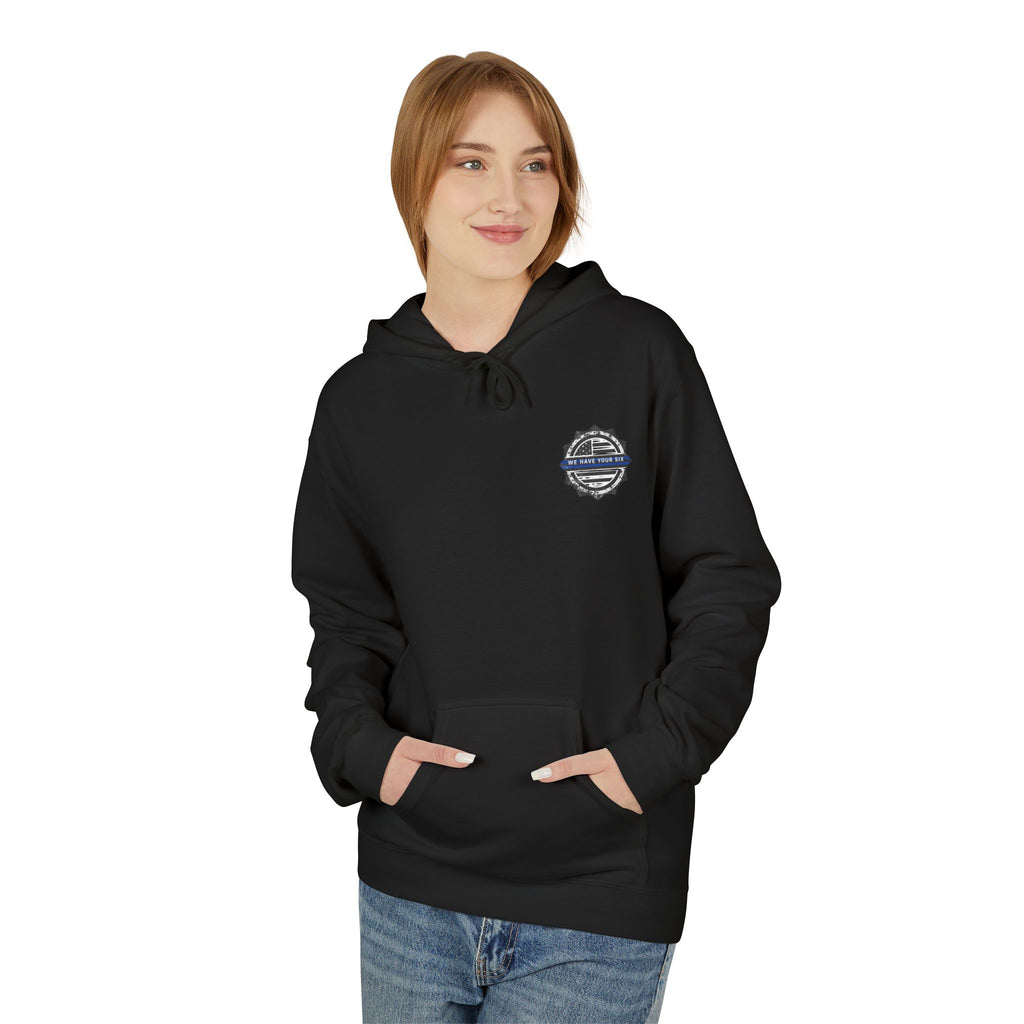 Thin Blue Line Skull Hoodie – Police Support American Flag Back Print
