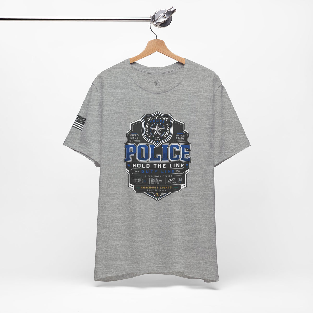 Police 'Hold the Line' Badge T‑Shirt — Thin Blue Line Support Tee