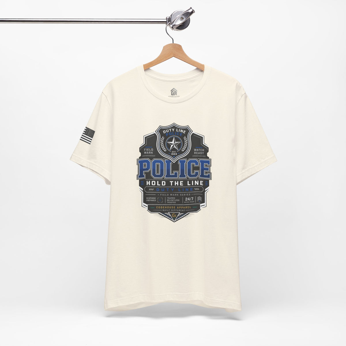 Police 'Hold the Line' Badge T‑Shirt — Thin Blue Line Support Tee
