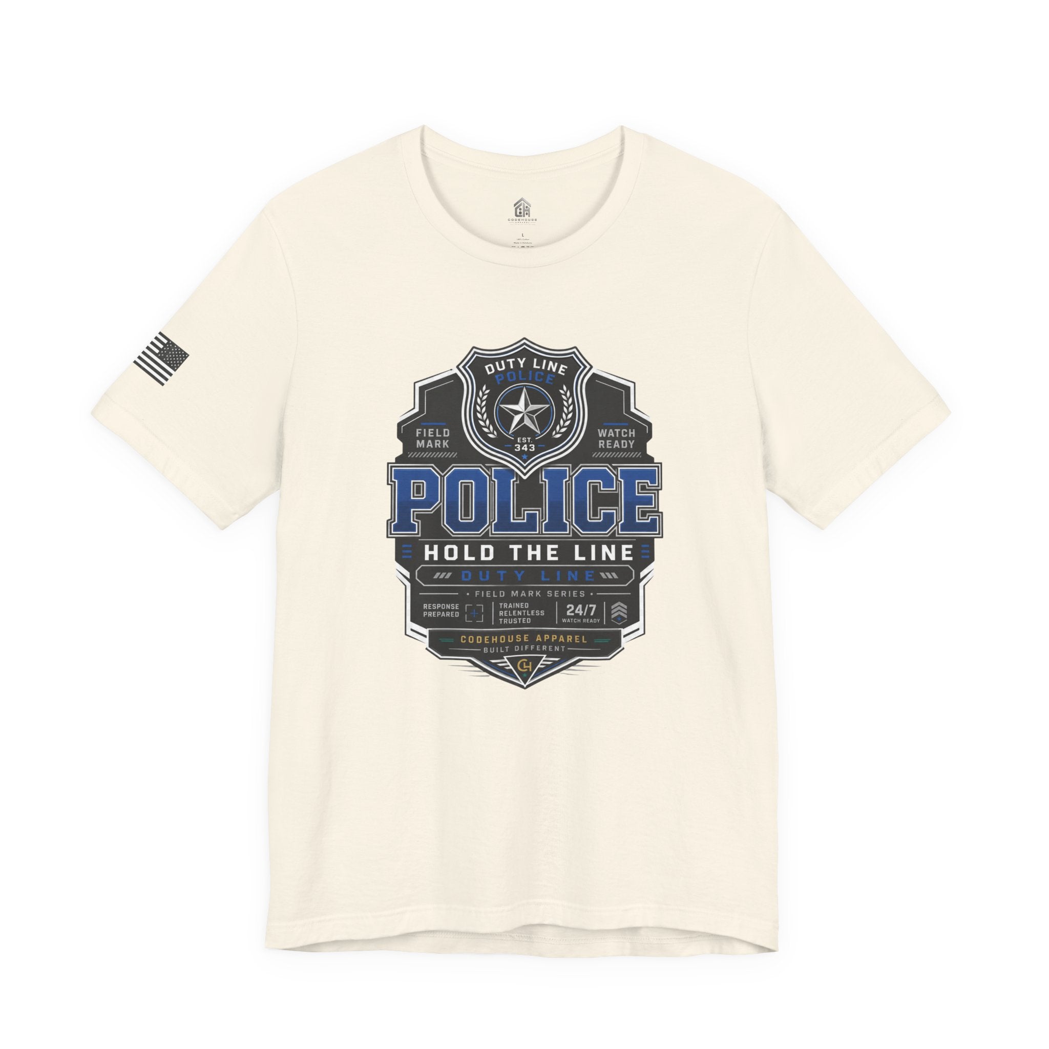 Police 'Hold the Line' Badge T‑Shirt — Thin Blue Line Support Tee