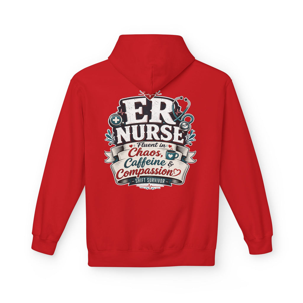 ER Nurse Hoodie - "Present in Chaos, Fueled by Caffeine & Compassion" Medical Staff Pullover