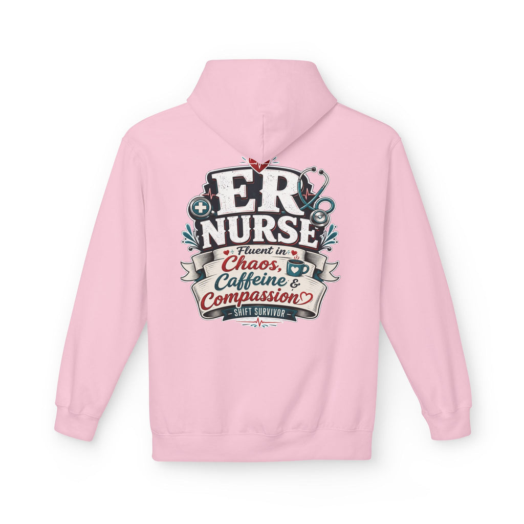 ER Nurse Hoodie - "Present in Chaos, Fueled by Caffeine & Compassion" Medical Staff Pullover