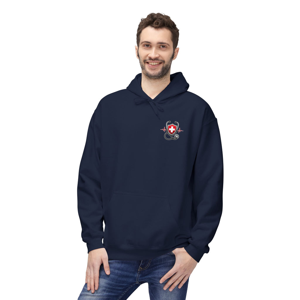 ER Nurse Hoodie - "Present in Chaos, Fueled by Caffeine & Compassion" Medical Staff Pullover