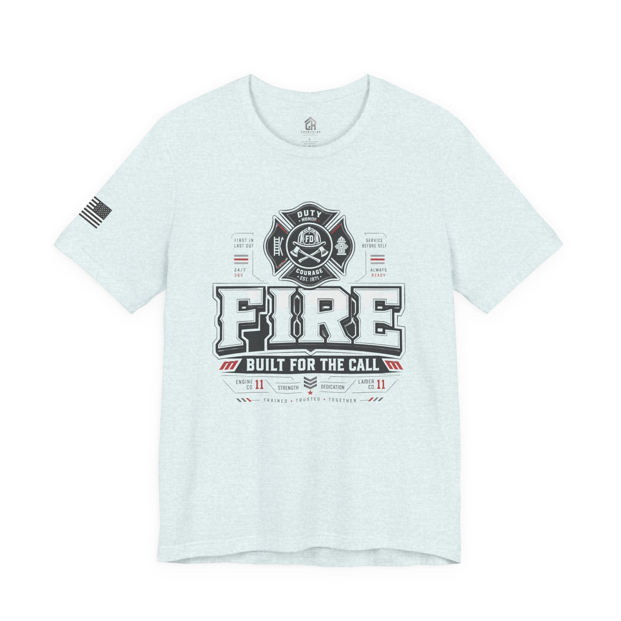 Firefighter Tee - "Fire Built for the Call" Graphic Short Sleeve Shirt