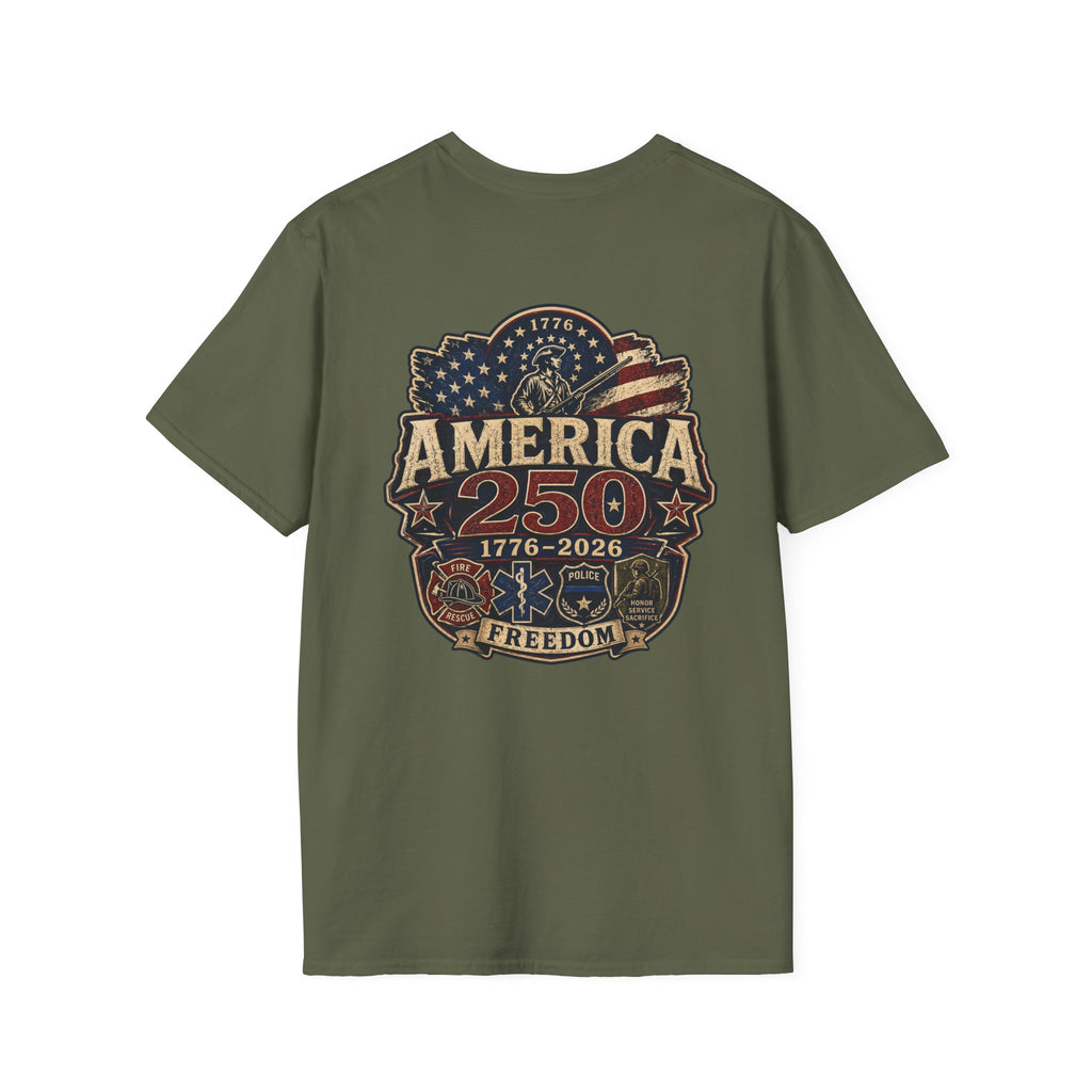 America 250 First Responder Freedom T-Shirt | 1776–2026 Patriotic Tee