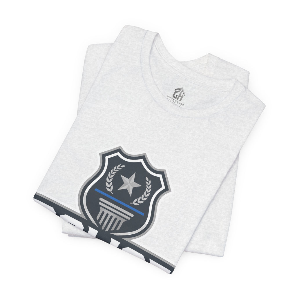 Police Shield T-Shirt — "Steady Under Pressure" Thin Blue Line Tribute