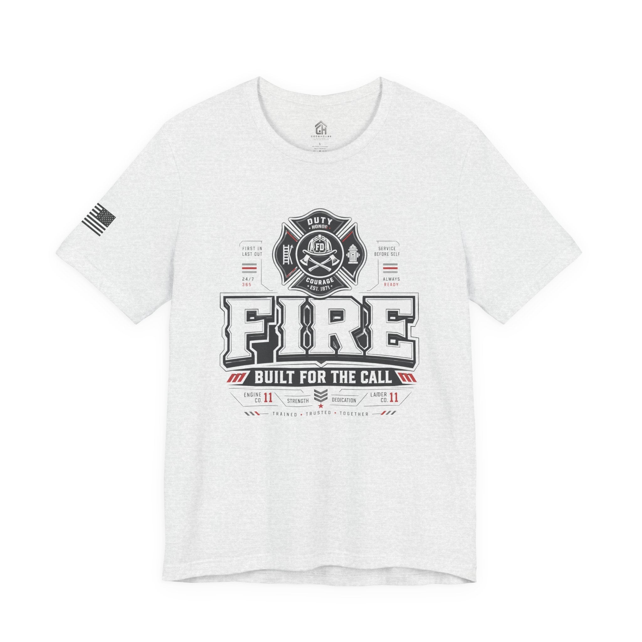 Firefighter Tee - "Fire Built for the Call" Graphic Short Sleeve Shirt